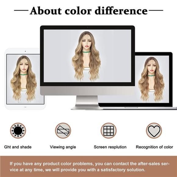NAYOO Long Ombre Blonde Wavy Wig for Women 26 Inch Middle Part Curly Wav… main image 4